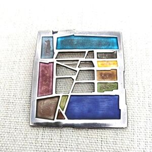 Carly Wright Sterling Silver & Enamel Brooch Signed